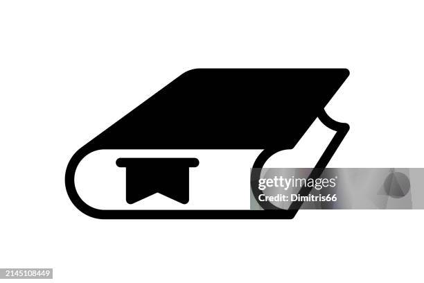 illustrazioni stock, clip art, cartoni animati e icone di tendenza di icona del libro con tratto modificabile - segnalibro