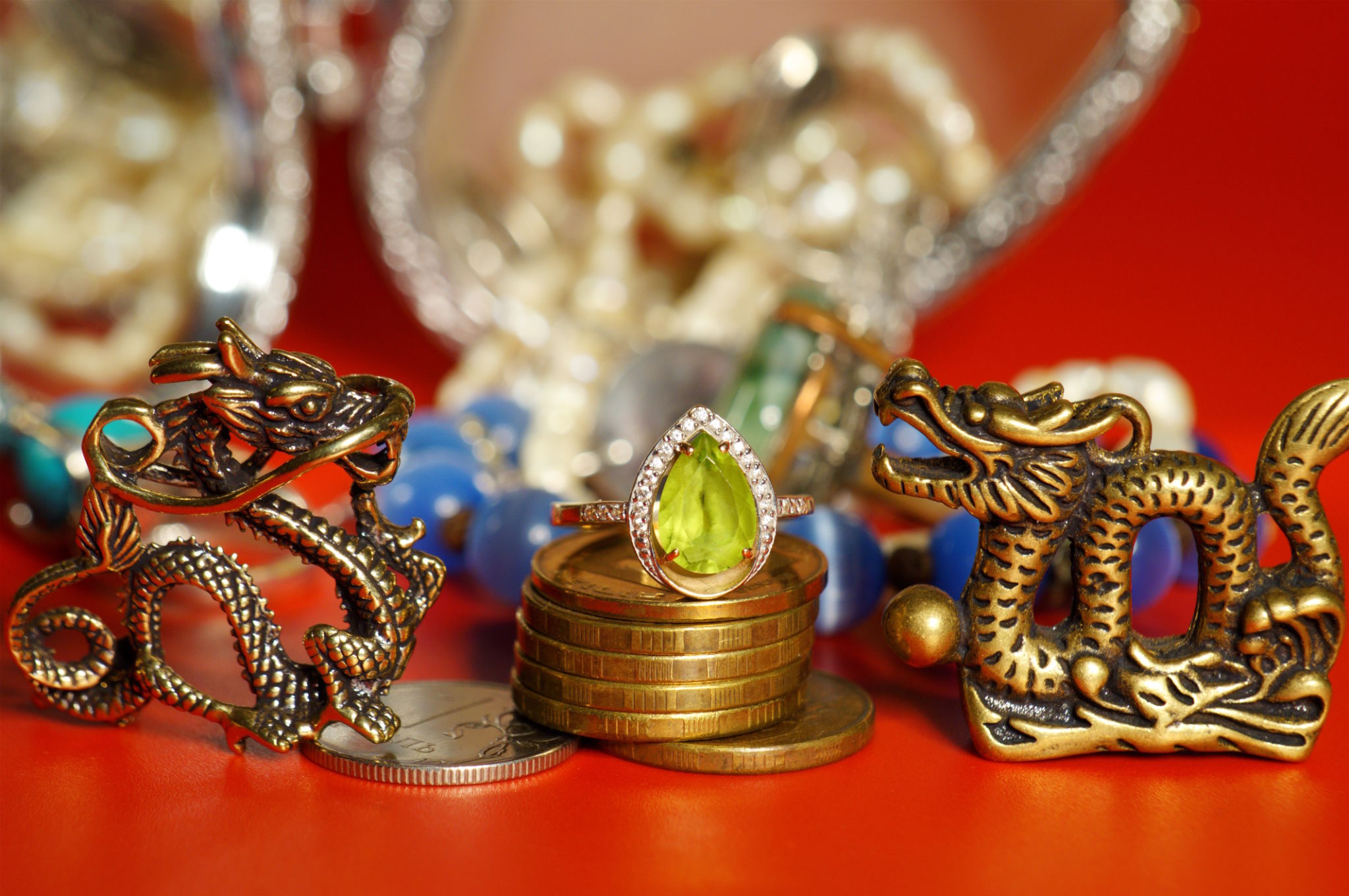 A statuette of a Chinese dragon. A statuette of a Chinese dragon.