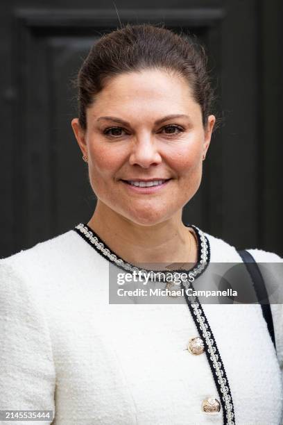 Crown Princess Victoria of Sweden visits Sweden's Supreme Court on April 10, 2024 in Stockholm, Sweden.