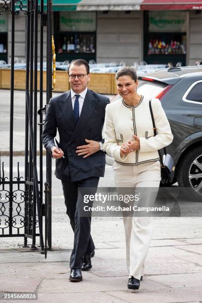 Crown Princess Victoria and Prince Daniel of Sweden visit Sweden's Supreme Court on April 10, 2024 in Stockholm, Sweden.