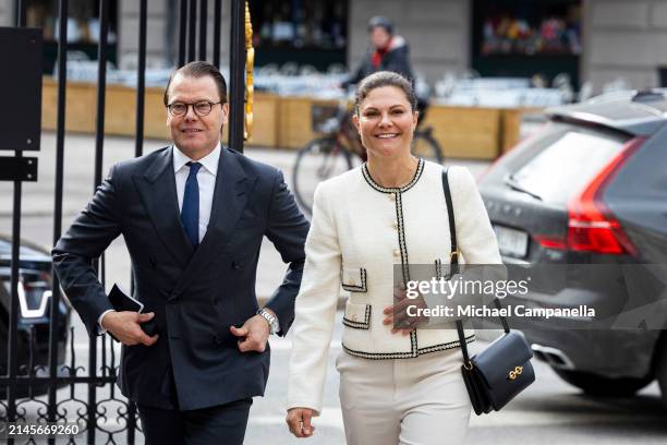 Crown Princess Victoria and Prince Daniel of Sweden visit Sweden's Supreme Court on April 10, 2024 in Stockholm, Sweden.