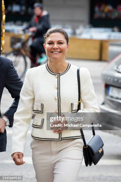 Crown Princess Victoria of Sweden visits Sweden's Supreme Court on April 10, 2024 in Stockholm, Sweden.