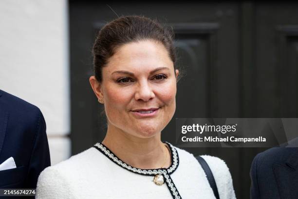 Crown Princess Victoria of Sweden visits Sweden's Supreme Court on April 10, 2024 in Stockholm, Sweden.