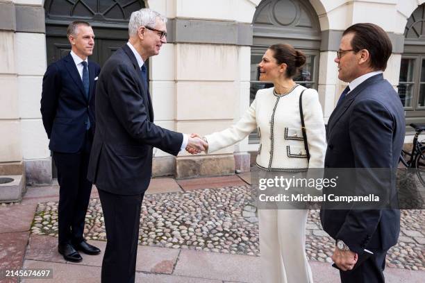 Crown Princess Victoria and Prince Daniel of Sweden visit Sweden's Supreme Court and are greeted by Supreme Court president Anders Eka on April 10,...