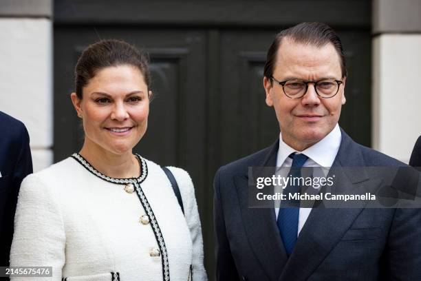 Crown Princess Victoria and Prince Daniel of Sweden visit Sweden's Supreme Court on April 10, 2024 in Stockholm, Sweden.