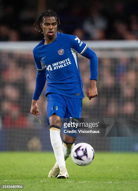 Carney Chukwuemeka of Chelsea during the Premier League match between Chelsea FC and Manchester United at Stamford Bridge on April 04, 2024 in...