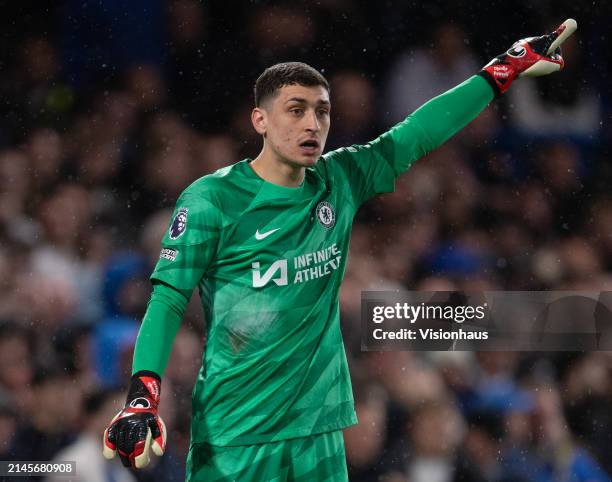 Djordje Petrovic of Chelsea during the Premier League match between Chelsea FC and Manchester United at Stamford Bridge on April 04, 2024 in London,...