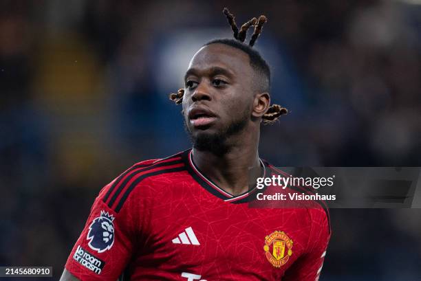 Aaron Wan-Bissaka of Manchester United during the Premier League match between Chelsea FC and Manchester United at Stamford Bridge on April 04, 2024...