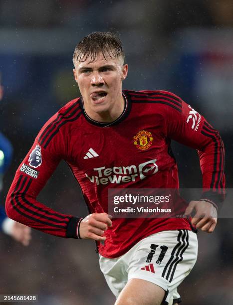 Rasmus Hojlund of Manchester United during the Premier League match between Chelsea FC and Manchester United at Stamford Bridge on April 04, 2024 in...