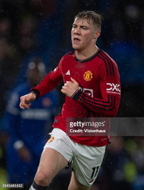 Rasmus Hojlund of Manchester United during the Premier League match between Chelsea FC and Manchester United at Stamford Bridge on April 04, 2024 in...
