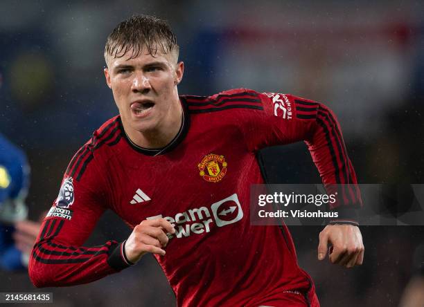 Rasmus Hojlund of Manchester United during the Premier League match between Chelsea FC and Manchester United at Stamford Bridge on April 04, 2024 in...