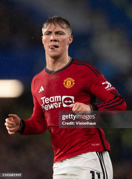 Rasmus Hojlund of Manchester United during the Premier League match between Chelsea FC and Manchester United at Stamford Bridge on April 04, 2024 in...