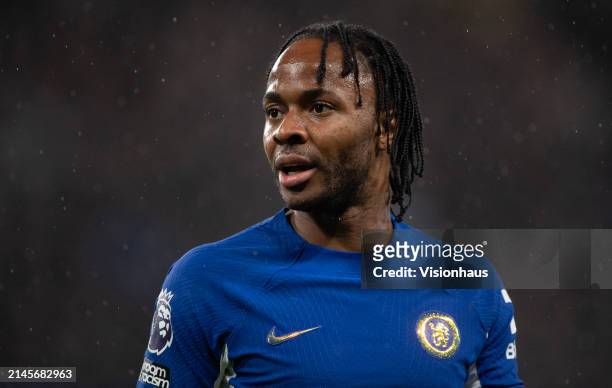 Raheem Sterling of Chelsea during the Premier League match between Chelsea FC and Manchester United at Stamford Bridge on April 04, 2024 in London,...