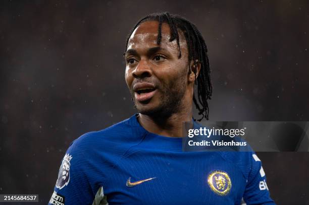 Raheem Sterling of Chelsea during the Premier League match between Chelsea FC and Manchester United at Stamford Bridge on April 04, 2024 in London,...