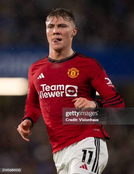 Rasmus Hojlund of Manchester United during the Premier League match between Chelsea FC and Manchester United at Stamford Bridge on April 04, 2024 in...