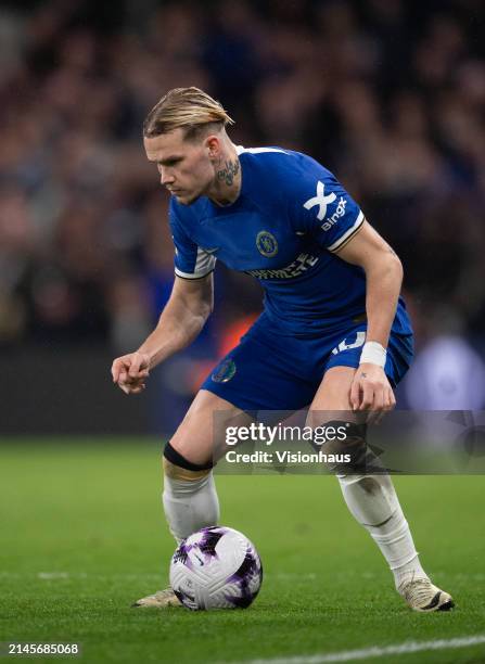 Mykhailo Mudryk of Chelsea during the Premier League match between Chelsea FC and Manchester United at Stamford Bridge on April 04, 2024 in London,...