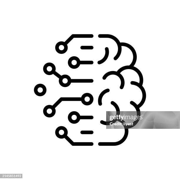 pixel perfect vector line icon for deep learning - neurotransmitter stock illustrations