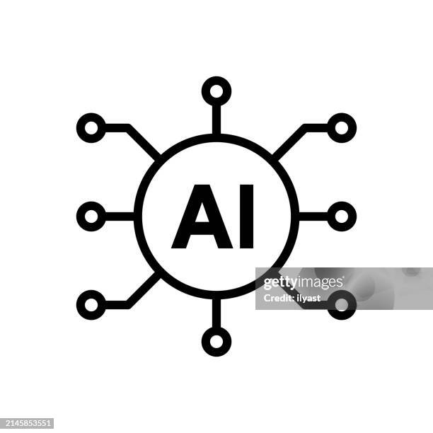 pixel perfect vector line icon for ai centralisation - looking at multiple monitors stock illustrations