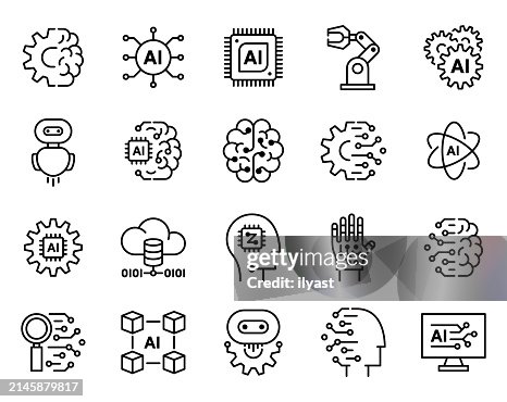 Artificial Intelligence Line Icon Set Artificial Intelligence Line Icon Set