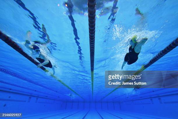 General view during the Women's 800m freestyle heats during day six of the British Swimming Championships 2024 at London Aquatics Centre on April 07,...