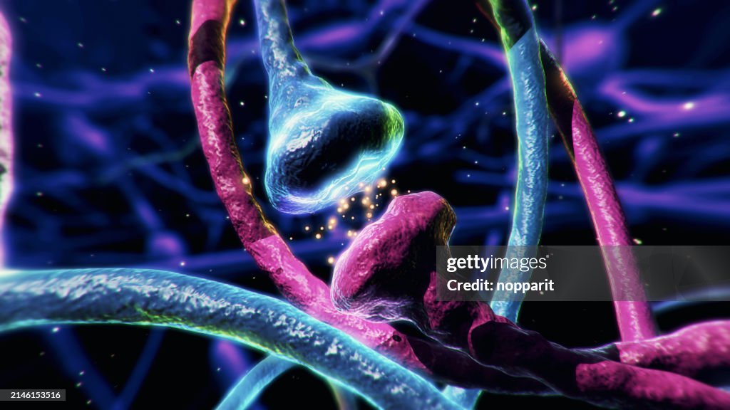 Neuron synapse,impulses in brain.