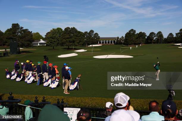 Simon Myers of the Boy's 10-11 group takes part in the Drive, Chip and Putt Championship at Augusta National Golf Club at Augusta National Golf Club...