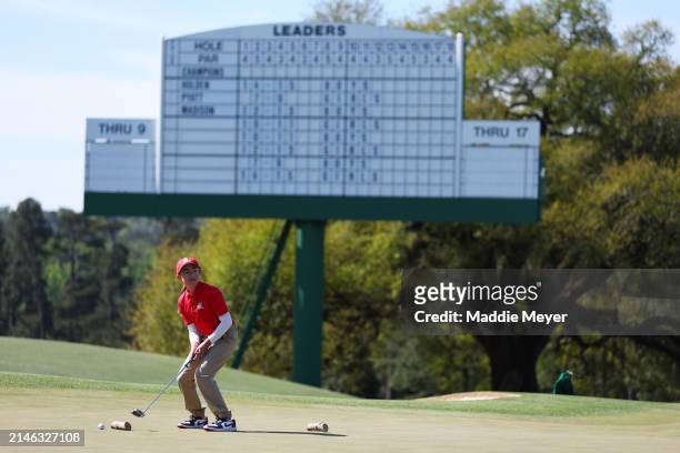 Lily Wachter, first overall, of the Girl's 10-11 group takes part in the Drive, Chip and Putt Championship at Augusta National Golf Club at Augusta...