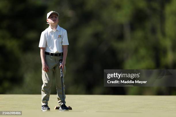 Emery Johnson of the Boy's 10-11 group takes participates in the Drive, Chip and Putt Championship at Augusta National Golf Club at Augusta National...