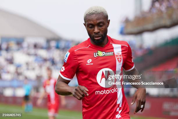 Jean-Daniel Akpa Akpro of AC Monza looks on during the Serie A TIM match between AC Monza and SSC Napoli at U-Power Stadium on April 07, 2024 in...
