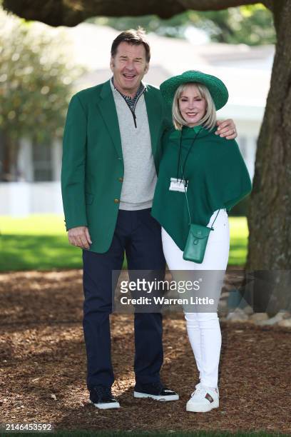 Sir Nick Faldo of England and wife Lindsay De Marco pose for a photo prior to the 2024 Masters Tournament at Augusta National Golf Club on April 07,...