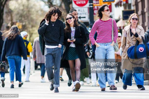 Conan Gray and Olivia Rodrigo are seen in the West Village on April 07, 2024 in New York City.