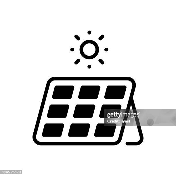pixel perfect vector line icon for solar energy - generator installation stock illustrations