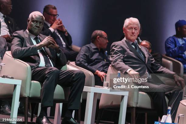 Chairperson of the African Union Commission Moussa Faki Mahamat and former US President Bill Clinton attend the 30th Anniversary commemoration of the...