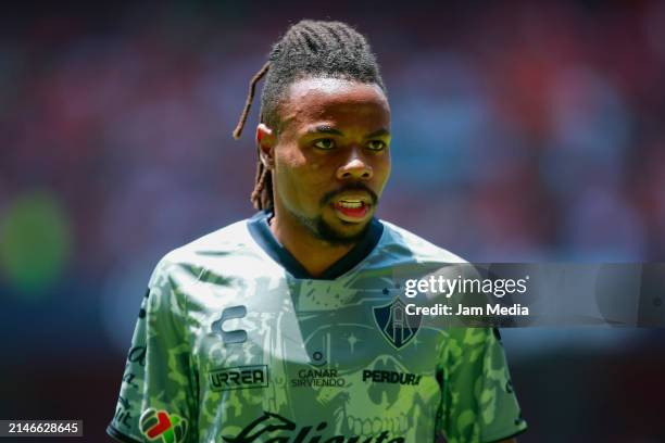 Jhon Murillo of Atlas looks on during the 14th round match between Toluca and Atlas as part of the Torneo Clausura 2024 Liga MX at Nemesio Diez...