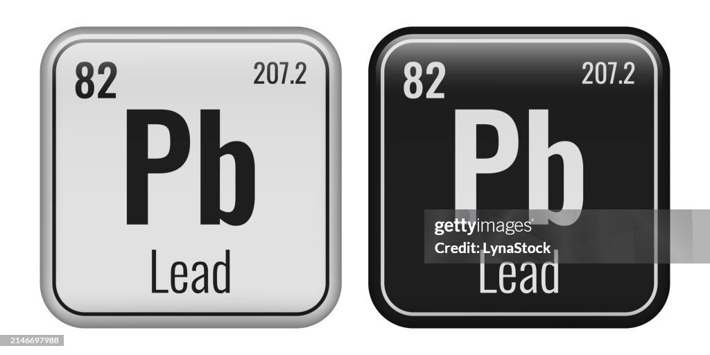 Lead symbol. Chemical element of the periodic table. Vector illustration isolated on white background. Glass sign.