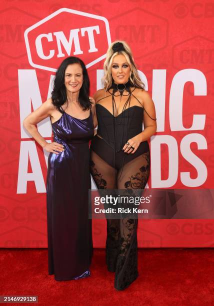 Leslie Fram, Senior VP of Music Strategy for CMT, Priscilla Block attend the 2024 CMT Music Awards at Moody Center on April 07, 2024 in Austin, Texas.