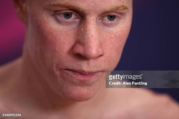 Thomas Dean of Bath Performance Centre reacts after hecompetes in the Men's 200m Freestyle Paris - Final during day six of the British Swimming...