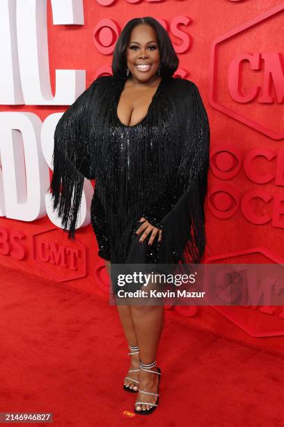 Amber Riley attends the 2024 CMT Music Awards at Moody Center on April 07, 2024 in Austin, Texas.
