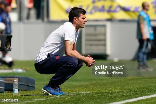 Thiago Motta head coach of Bologna FC looks on during the Serie A TIM match between Frosinone Calcio and Bologna FC at Stadio Benito Stirpe on April...