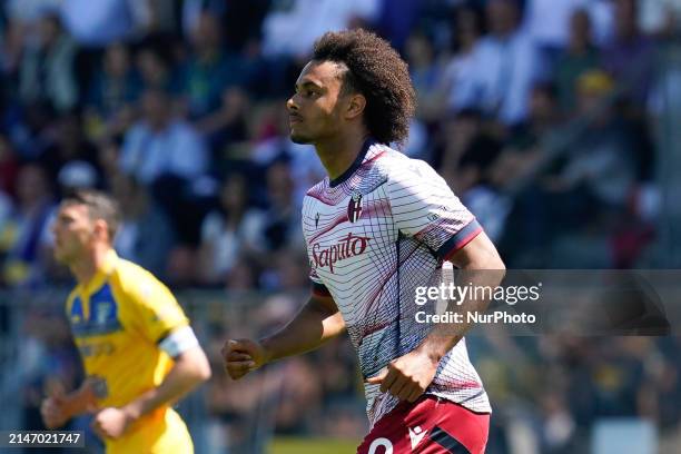 Joshua Zirkzee of Bologna FC looks on during the Serie A TIM match between Frosinone Calcio and Bologna FC at Stadio Benito Stirpe on April 7, 2024...