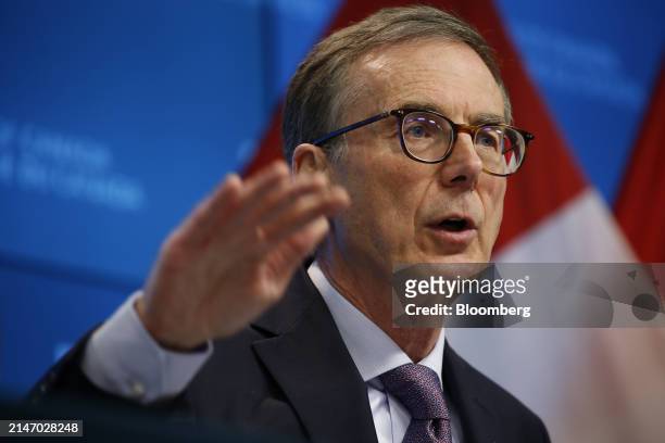 Tiff Macklem, governor of the Bank of Canada, during a news conference in Ottawa, Ontario, Canada, on Wednesday, April 10, 2024. The Bank of Canada...