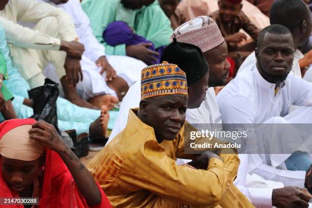 Muslims gather to perform Eid al-Fitr prayer at Yaounde Central Mosque on April 10, 2024 in Yaounde, Cameroon.