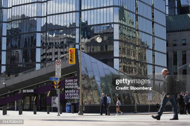 The Bank of Canada in Ottawa, Ontario, Canada, on Wednesday, April 10, 2024. The Bank of Canada held its policy rate steady for a sixth consecutive...