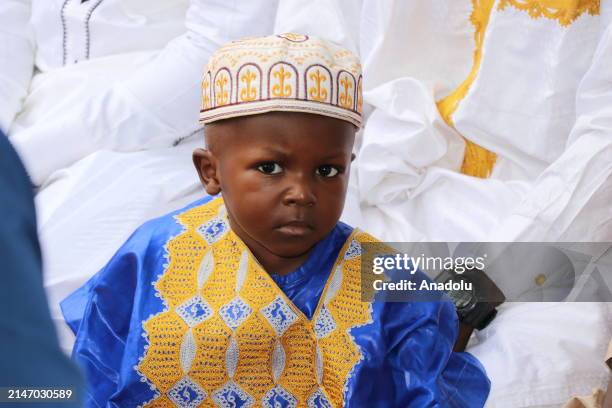 Muslims gather to perform Eid al-Fitr prayer at Yaounde Central Mosque on April 10, 2024 in Yaounde, Cameroon.