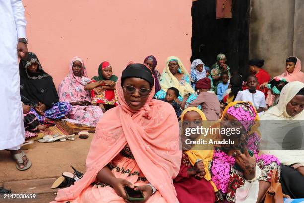 Muslims gather to perform Eid al-Fitr prayer at Yaounde Central Mosque on April 10, 2024 in Yaounde, Cameroon.