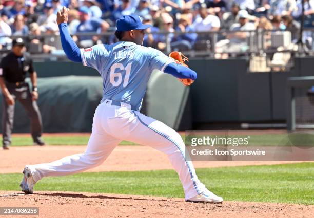 Kansas City Royals pitcher Angel Zerpa pitches in relief during an MLB game between the Chicago White Sox and the Kansas City Royals, on April 07...