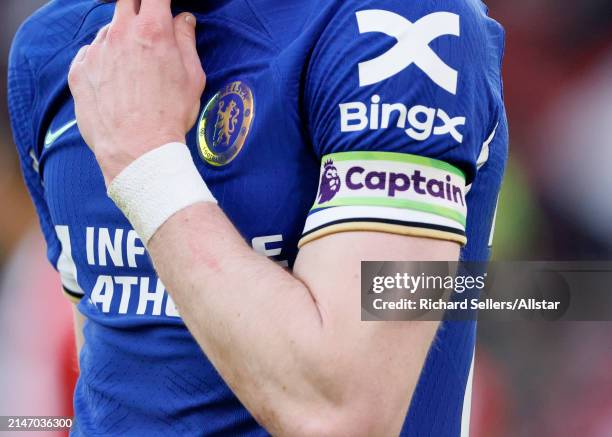 Conor Gallagher of Chelsea wearing captains armband on the pitch during the Premier League match between Sheffield United and Chelsea FC at Bramall...