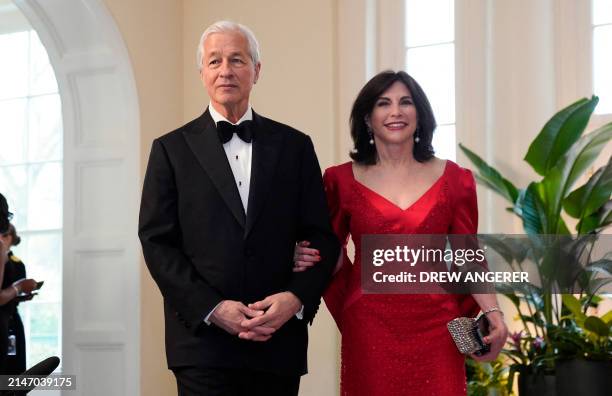 Of Chase Jamie Dimon and wife Judith Kent arrive for a State Dinner in honor of Japanese Prime Minister Fumio Kishida, at the Booksellers Room of the...