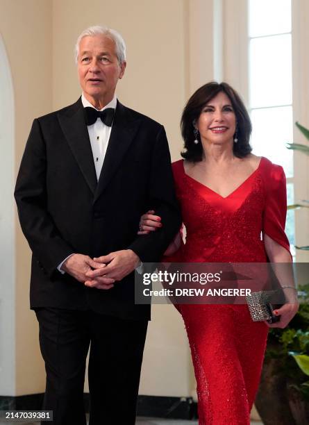 Of Chase Jamie Dimon and wife Judith Kent arrive for a State Dinner in honor of Japanese Prime Minister Fumio Kishida, at the Booksellers Room of the...