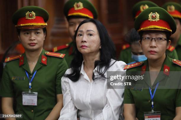 Vietnamese property tycoon Truong My Lan looks on at a court in Ho Chi Minh city on April 11, 2024. A top Vietnamese property tycoon could face the...